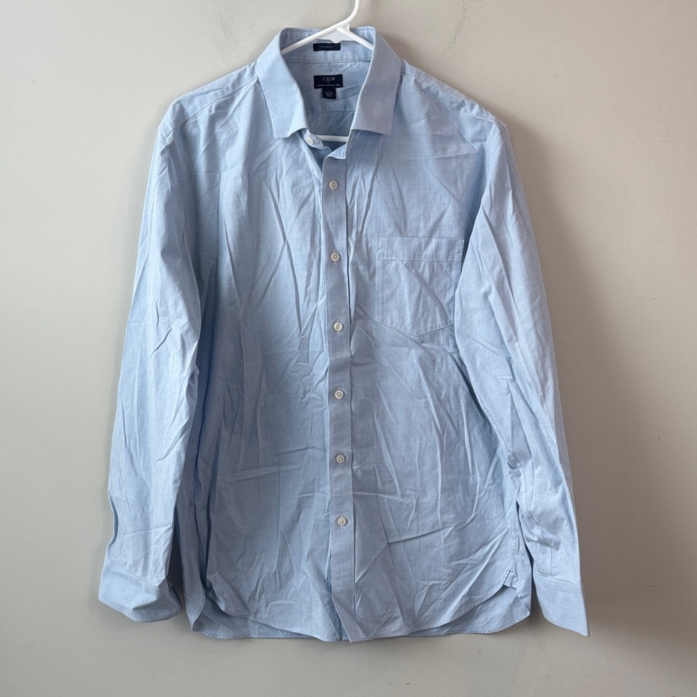 J. Crew Thompson Light Blue Long Sleeve Butyon Down Men's Shirt size L neck 16